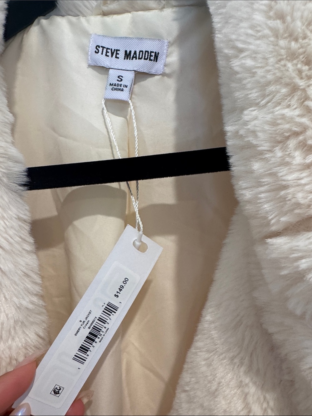 Steve Madden Plush Teddy Coat in Cream - Picture 2 of 7